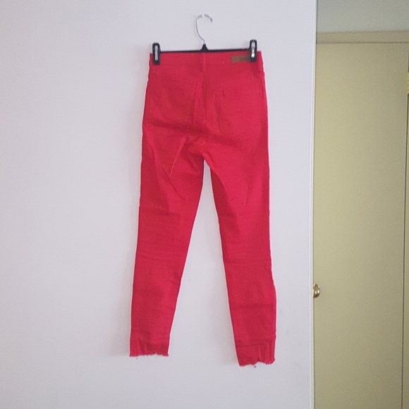 High Waist Red Jeans - Picture 4 of 5
